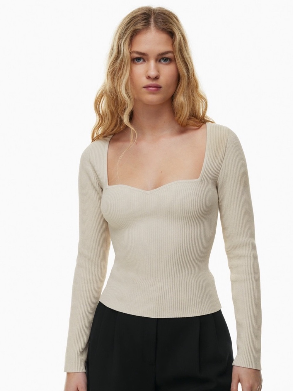 Babaton Aritzia Sweetheart Neckline Sculpt Longsleeve (w/ small stain)